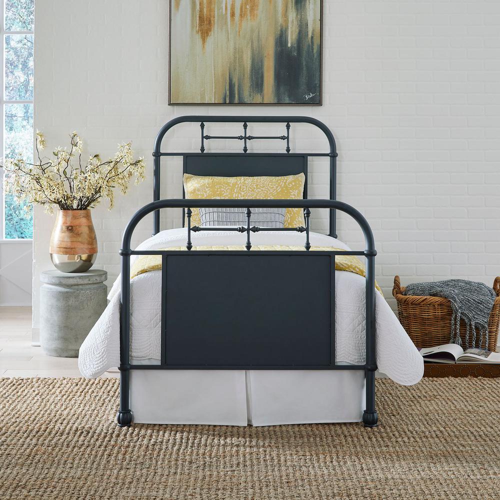 Vintage Series Full Metal Bed - Navy in Distressed Metal