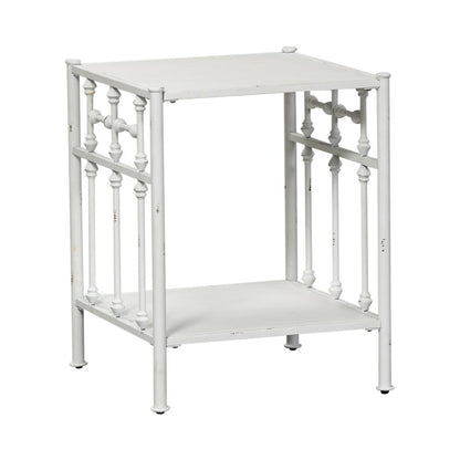 Vintage Series Open Night Stand - Antique White in Distressed Metal