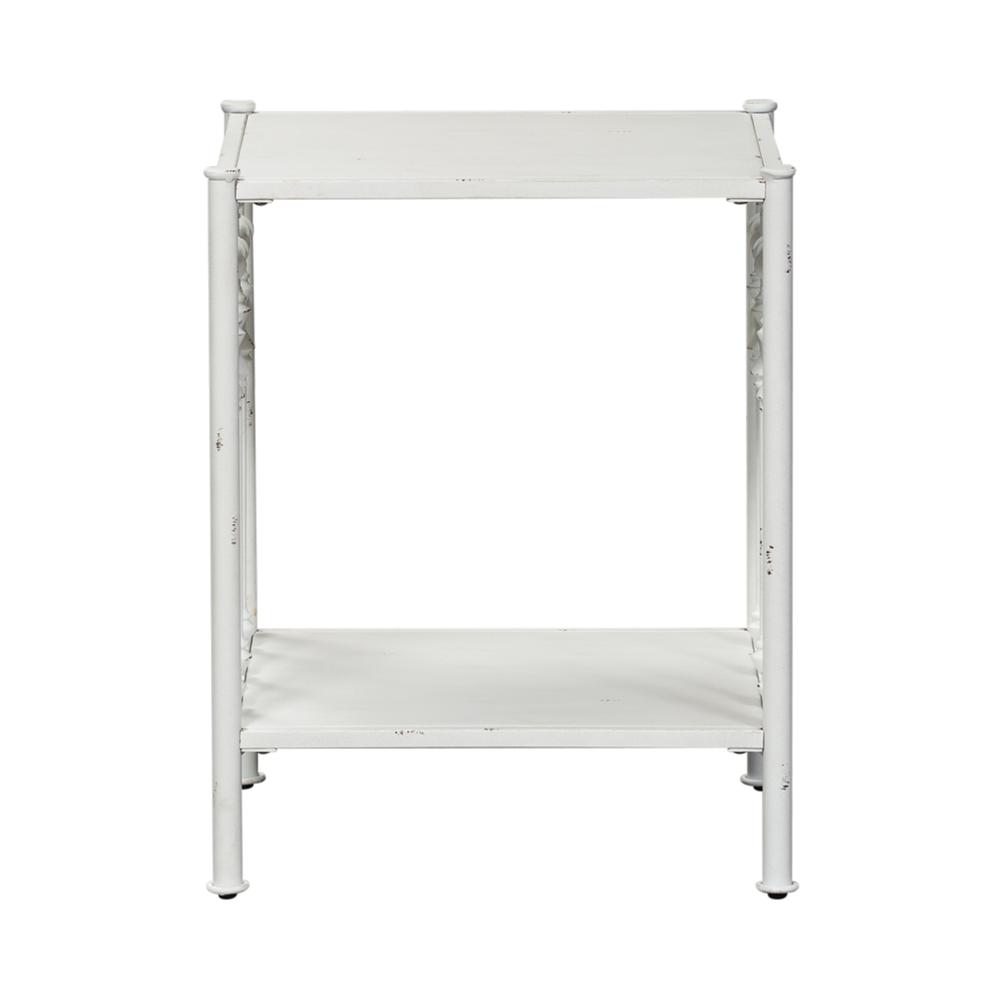 Vintage Series Open Night Stand - Antique White in Distressed Metal