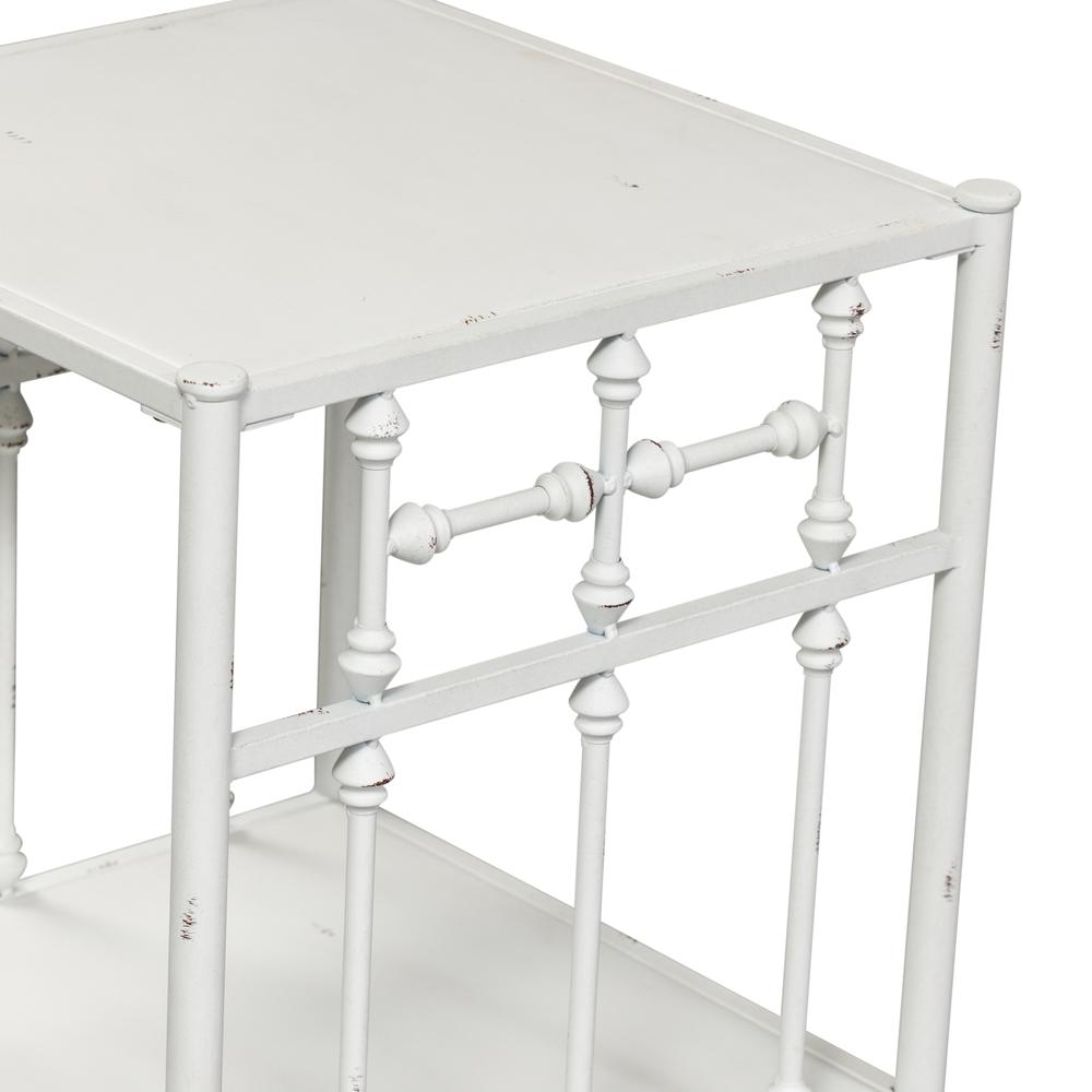 Vintage Series Open Night Stand - Antique White in Distressed Metal