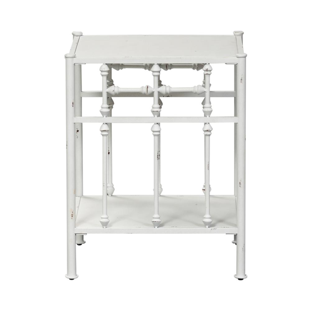 Vintage Series Open Night Stand - Antique White in Distressed Metal
