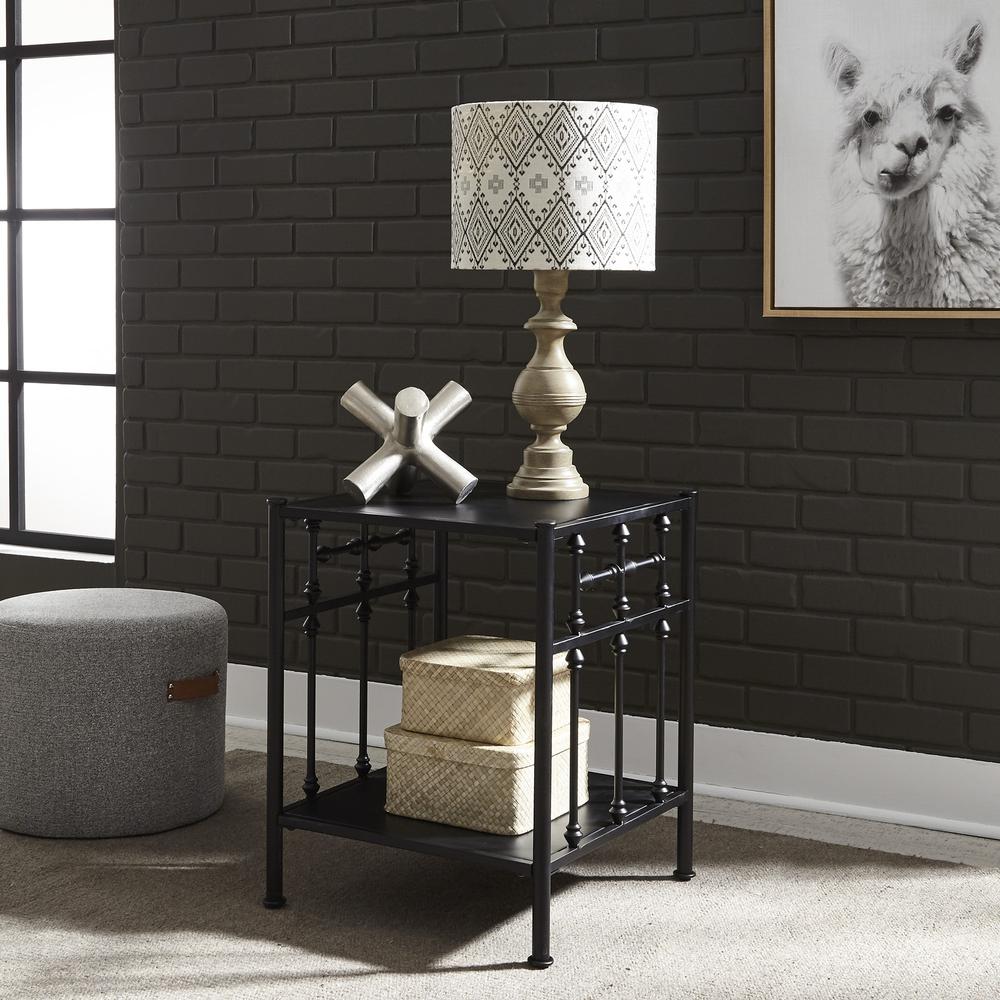 Vintage Series Open Night Stand - Black in Distressed Metal