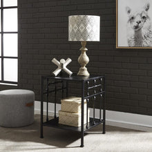 Vintage Series Open Night Stand - Black in Distressed Metal