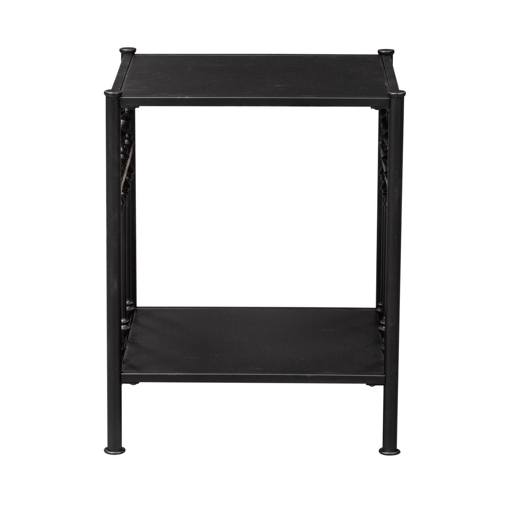 Vintage Series Open Night Stand - Black in Distressed Metal