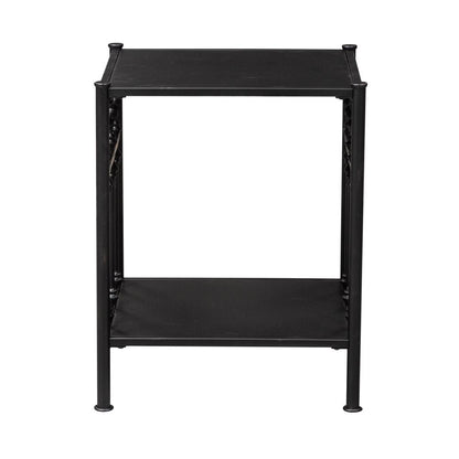 Vintage Series Open Night Stand - Black in Distressed Metal