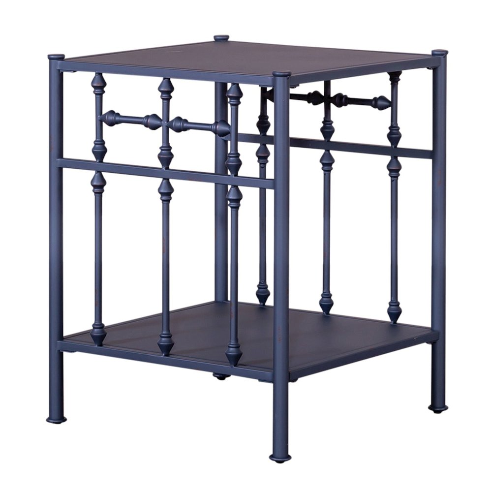 Vintage Series Bedroom Open Nightstand - Navy Blue Vintage Distressed Metal