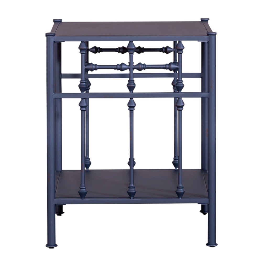 Vintage Series Bedroom Open Nightstand - Navy Blue Vintage Distressed Metal