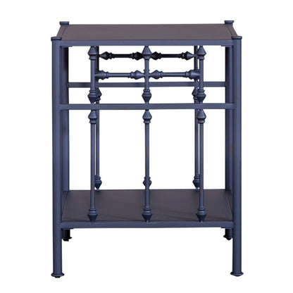 Vintage Series Bedroom Open Nightstand - Navy Blue Vintage Distressed Metal
