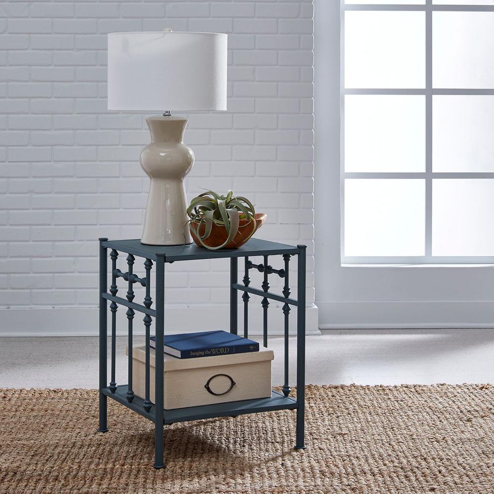 Vintage Series Open Night Stand - Navy in Distressed Metal