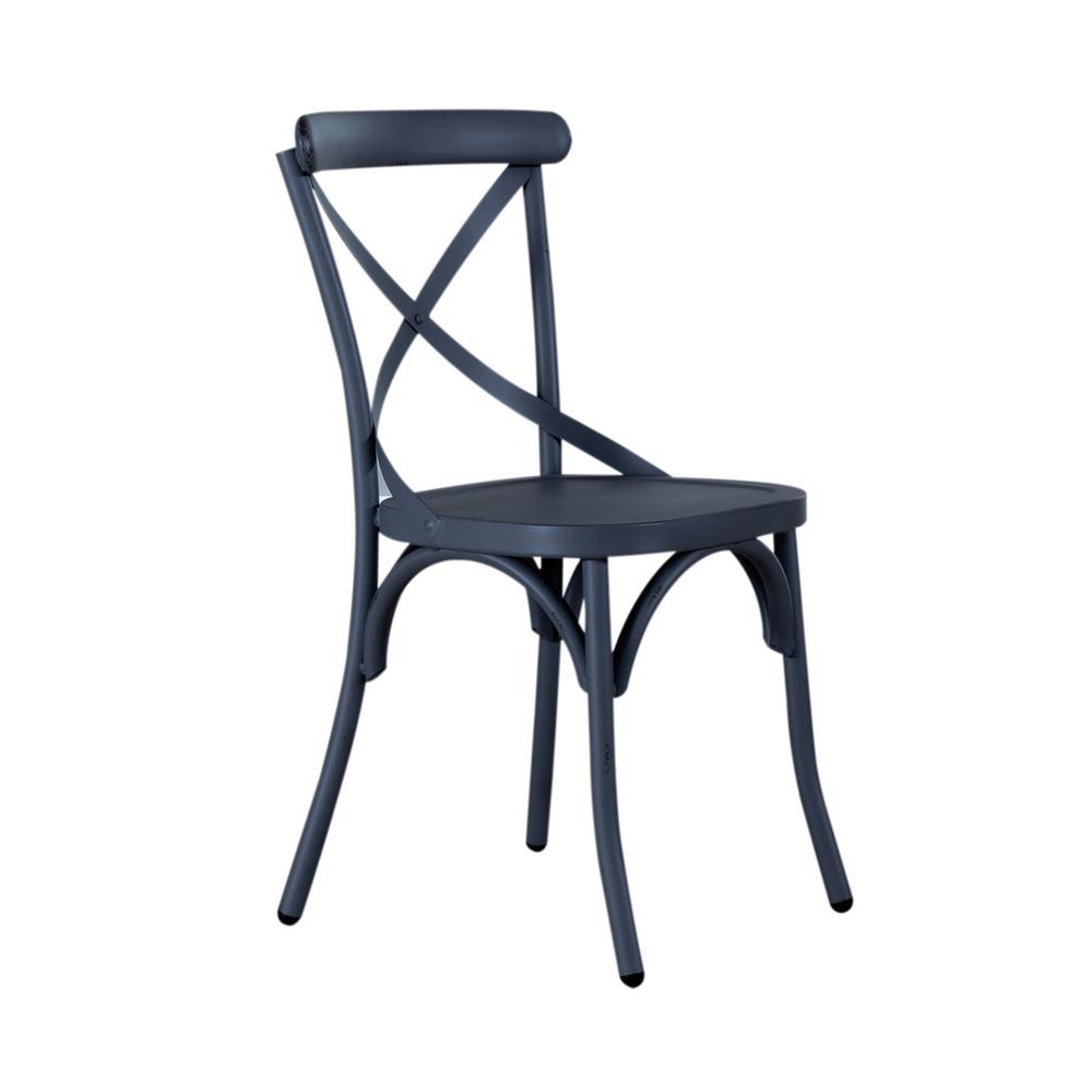 Vintage Series X Back Side Chair- Navy in Distressed Metal