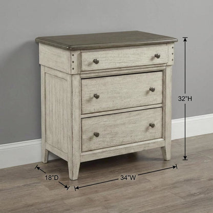 White Bedside Chest with 3 Drawers and Built-In Charging Station