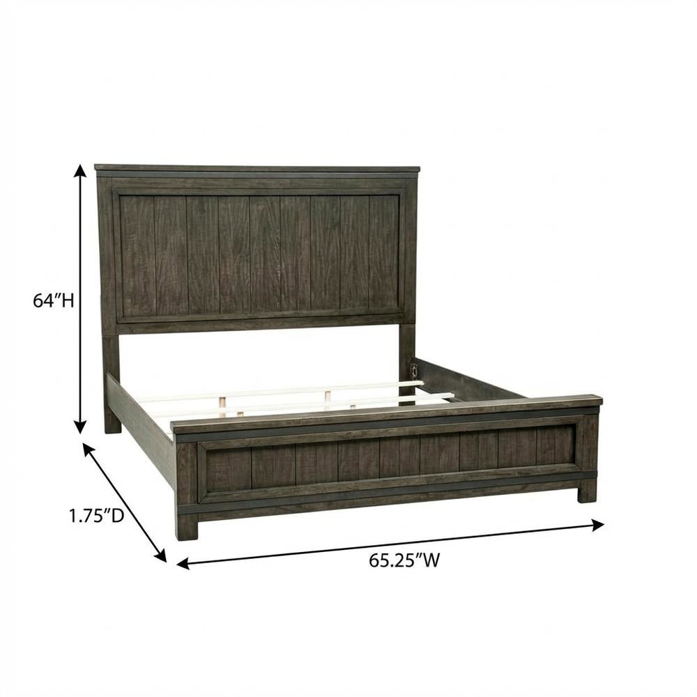 Rock Beaten Brown Panel Headboard with Saw Cuts Rustic Solid Wood Design