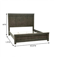 Rock Beaten Brown Panel Headboard with Saw Cuts Rustic Solid Wood Design
