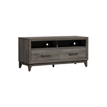 Contemporary Driftwood Gray TV Console in Solid and Manufactured Wood