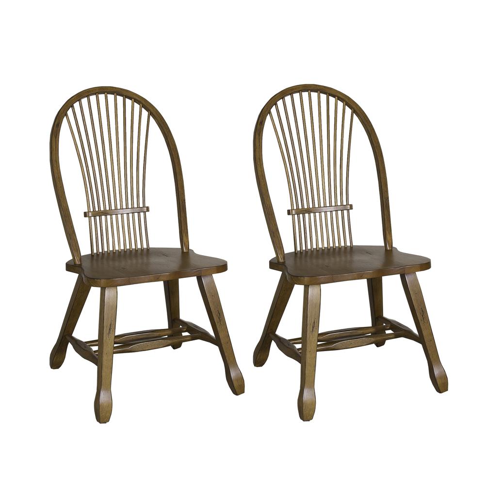 Treasures Sheaf Back Side Chair - Oak-Set of 2 in Rustic Oak