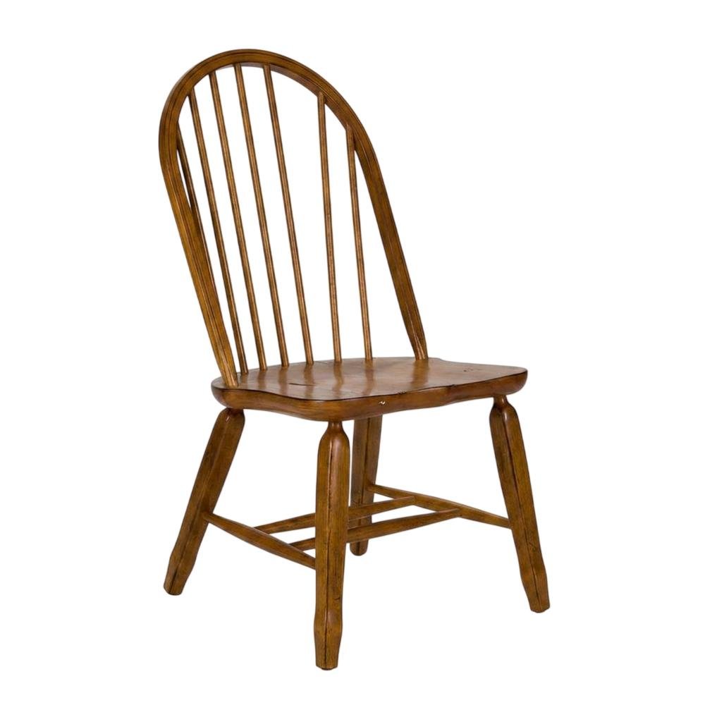 Rubberwood Solid Wood Bow-Back Traditional Dining Chair, 300 lb Capacity, Brown