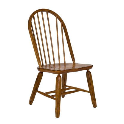 Rubberwood Solid Wood Bow-Back Traditional Dining Chair, 300 lb Capacity, Brown
