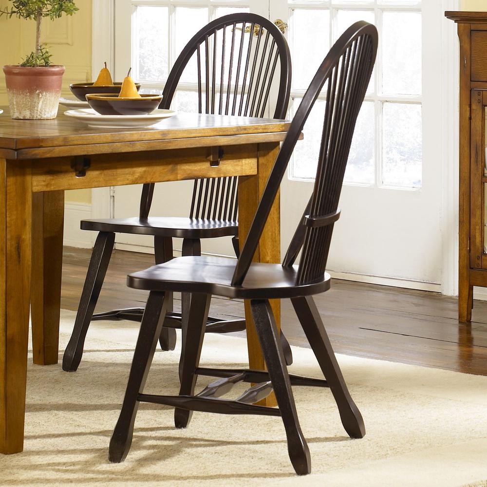 Treasures Sheaf Back Side Chair - Black in Rustic Oak