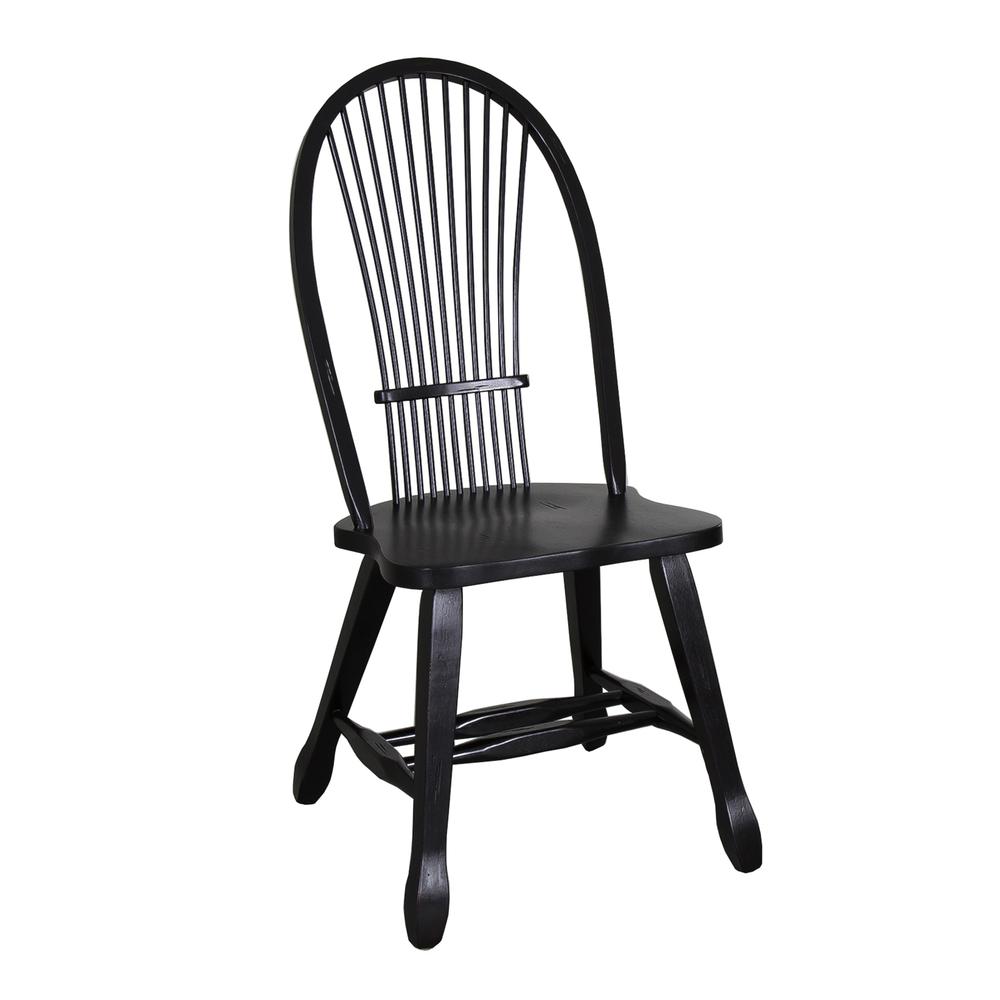 Treasures Sheaf Back Side Chair - Black-Set of 2 in Rustic Oak