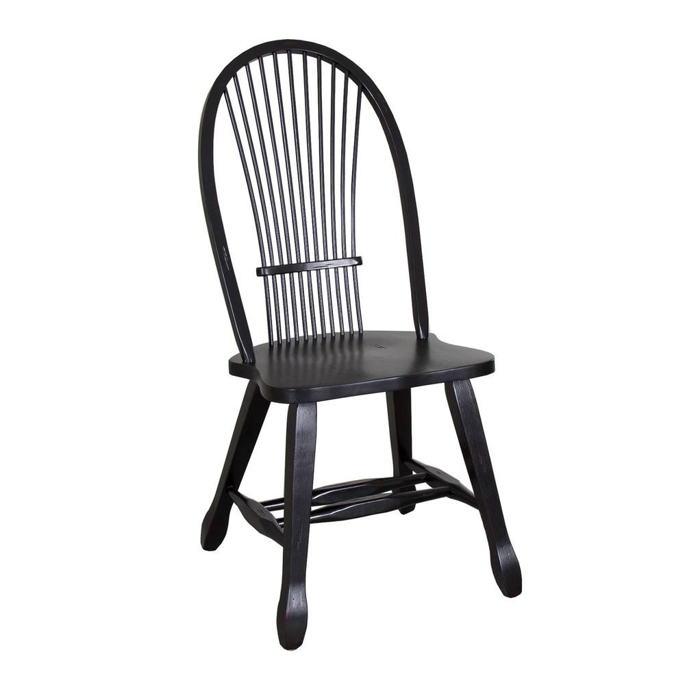 Treasures Sheaf Back Side Chair - Black in Rustic Oak