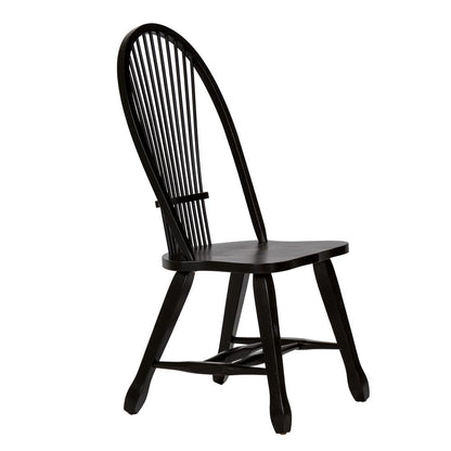Treasures Sheaf Back Side Chair - Black-Set of 2 in Rustic Oak