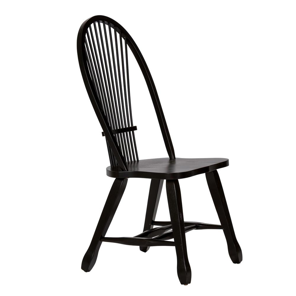 Treasures Sheaf Back Side Chair - Black in Rustic Oak