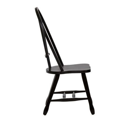 Treasures Sheaf Back Side Chair - Black-Set of 2 in Rustic Oak
