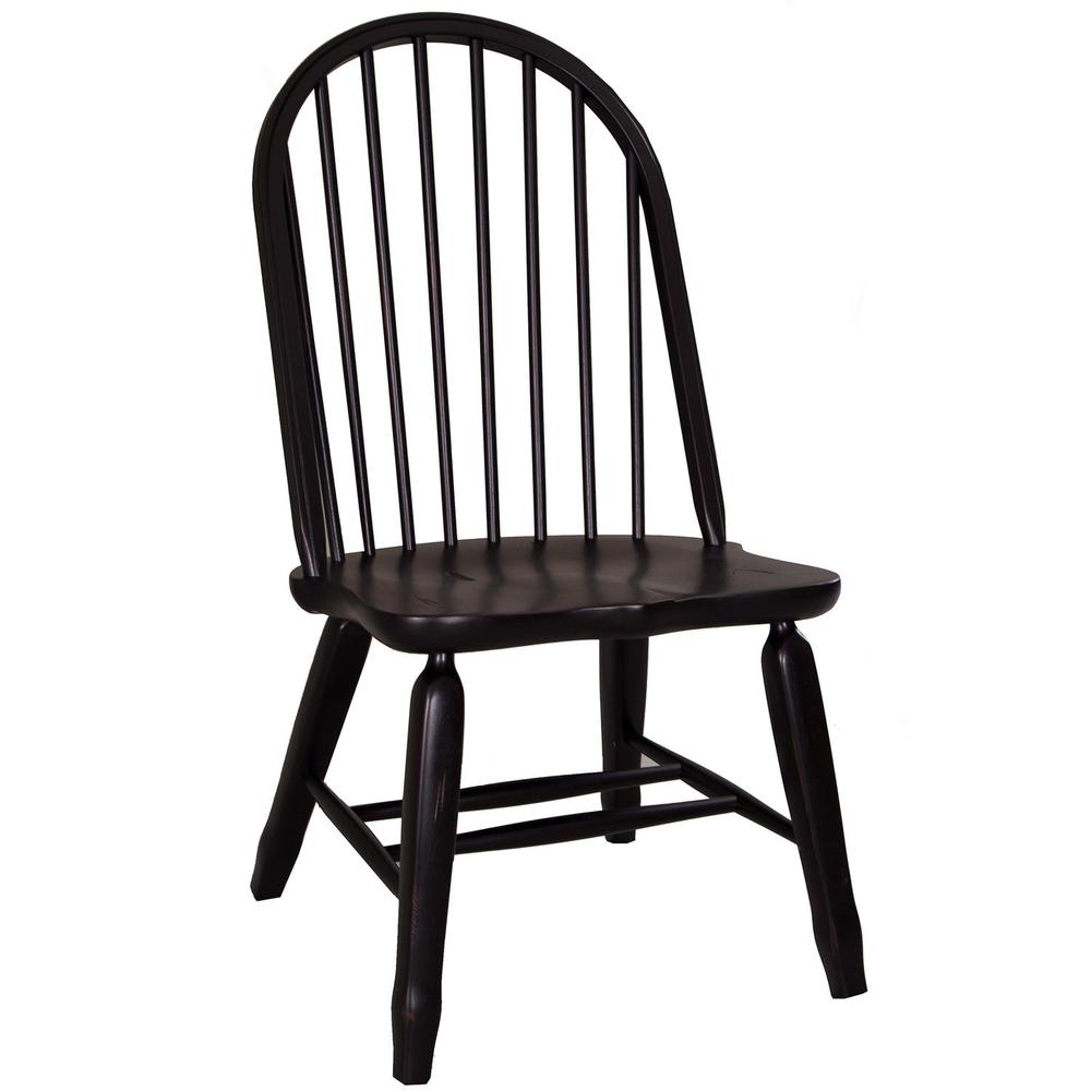 Treasures Bow Back Side Chair - Black in Rustic Oak