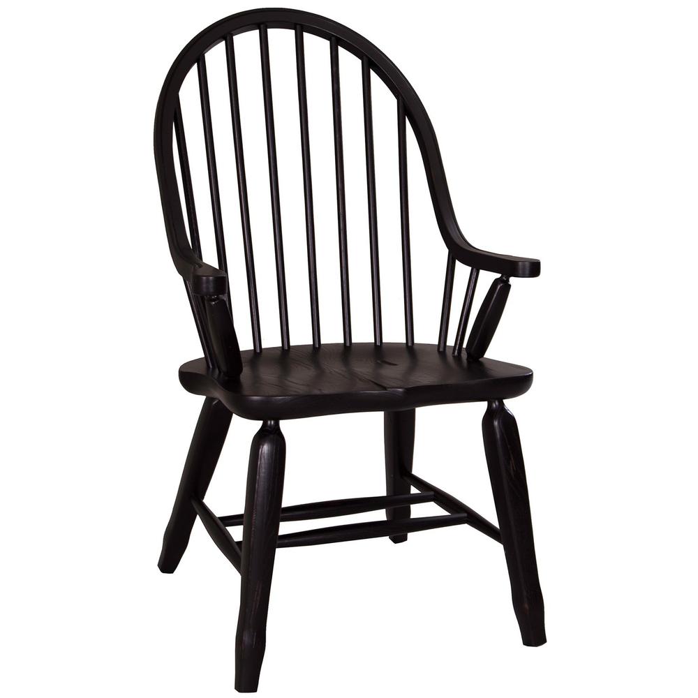 Treasures Bow Back Arm Chair - Black in Rustic Oak