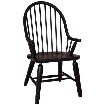 Treasures Bow Back Arm Chair - Black in Rustic Oak