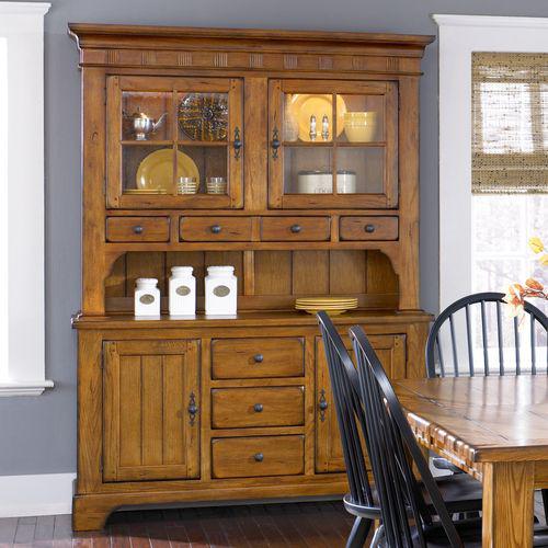 Hutch & Buffet Set in Rustic Oak & Black