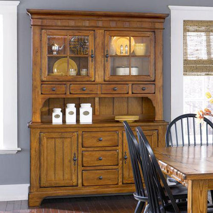Hutch & Buffet Set in Rustic Oak & Black