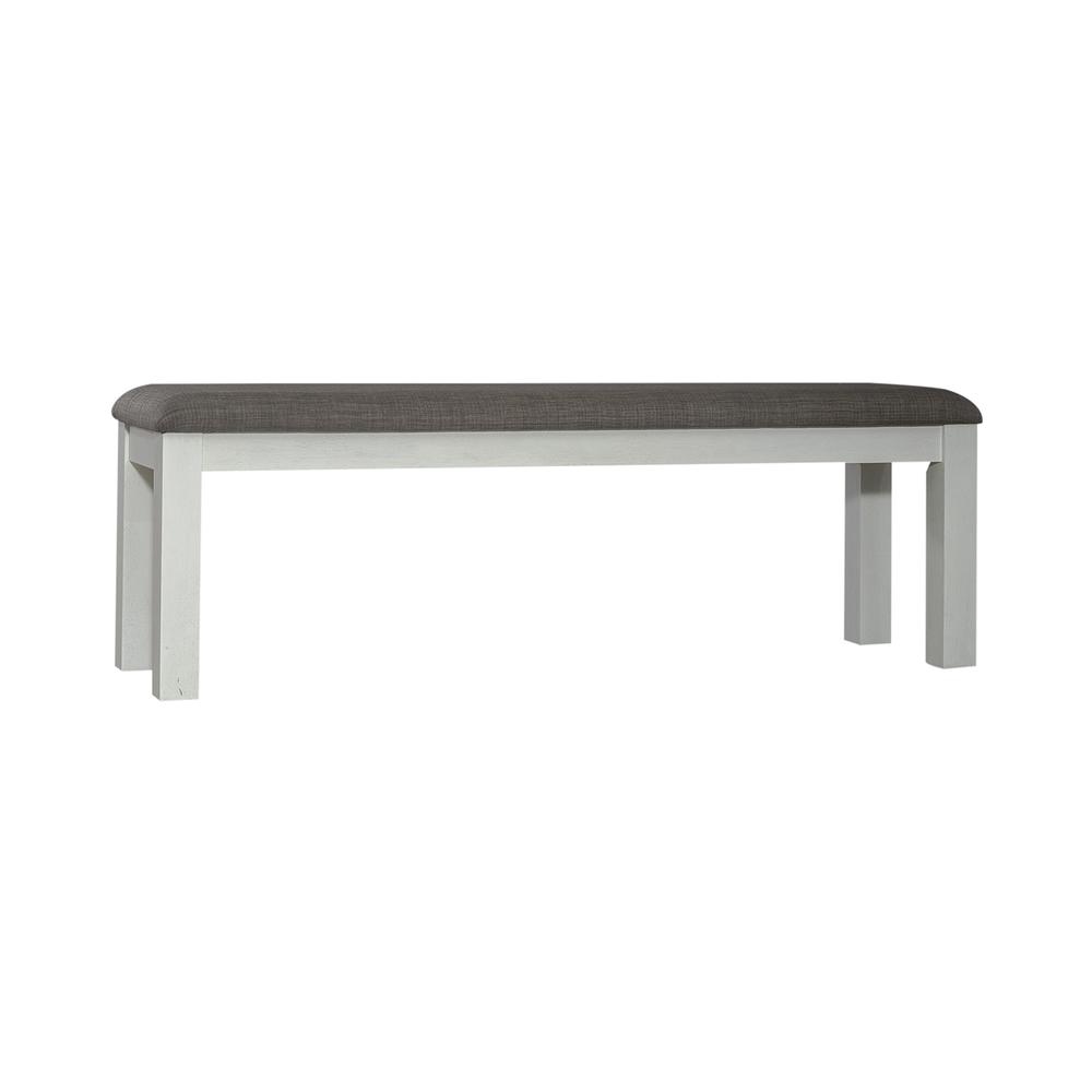 Brook Bay Upholstered Dining Bench in Textured White w/ Carbon Gray Top