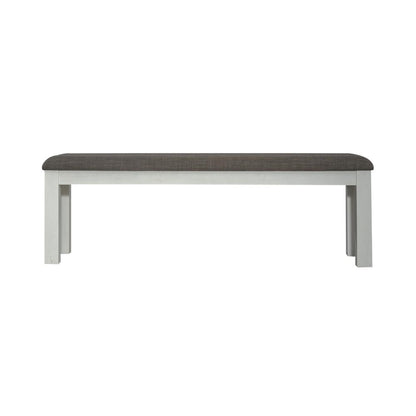 Brook Bay Upholstered Dining Bench in Textured White w/ Carbon Gray Top