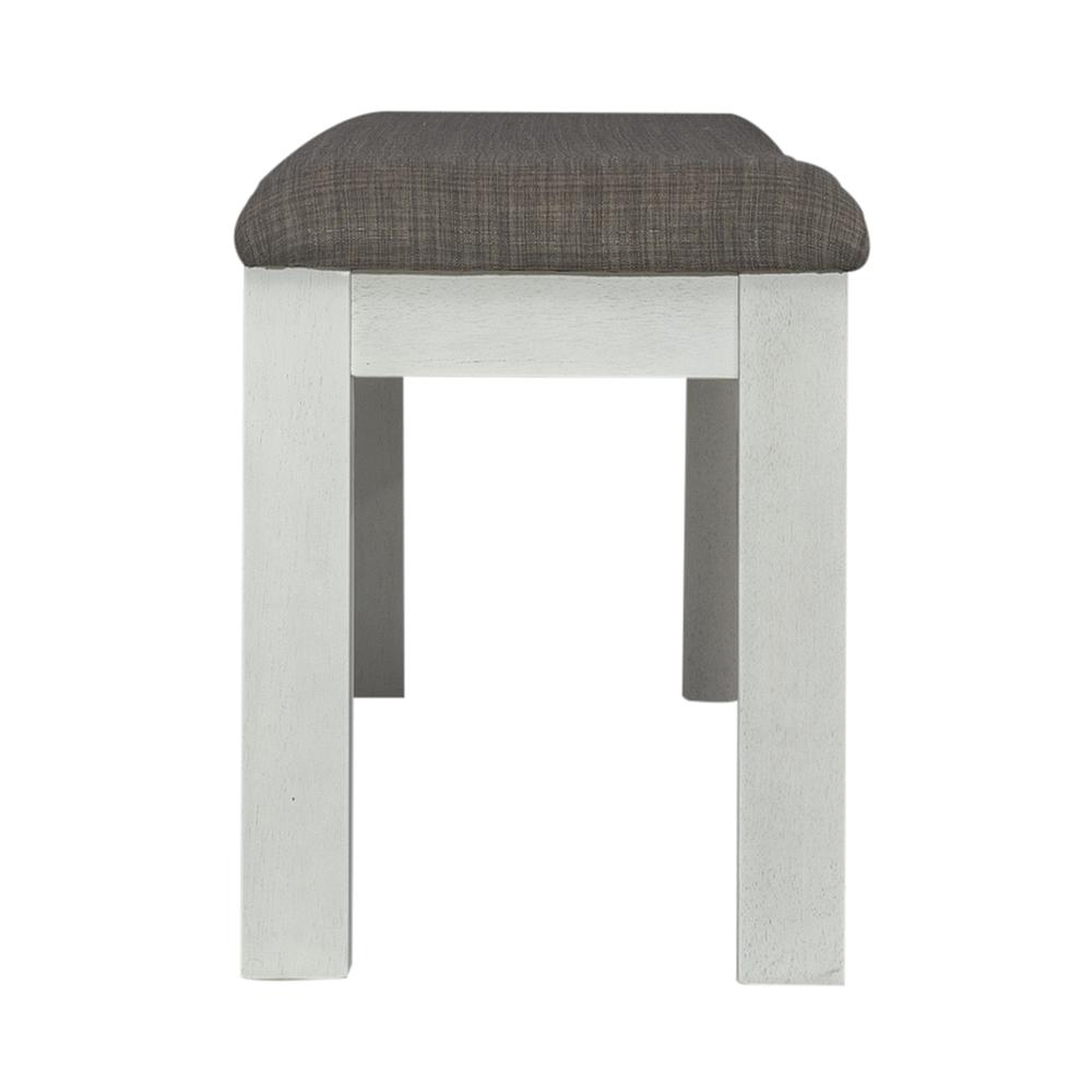 Brook Bay Upholstered Dining Bench in Textured White w/ Carbon Gray Top