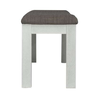 Brook Bay Upholstered Dining Bench in Textured White w/ Carbon Gray Top