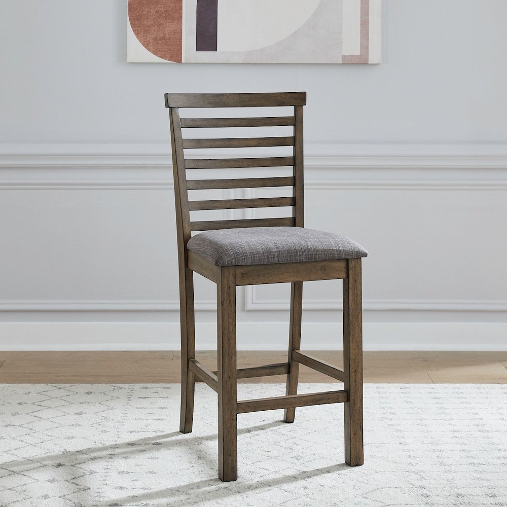 Upholstered Ladder Back Dining Chair - Counter Height - Set of 2 - Sandstone