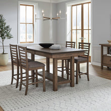 5 Piece Gathering Trestle Leaf Table Dining Room Set with 4 Counter Chairs