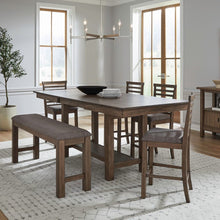 6 Piece Gathering Trestle Leaf Table Dining Room Set with 4 Counter Chairs,Bench