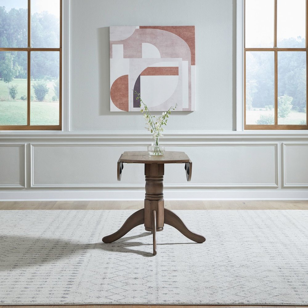 Brook Bay Round Drop Leaf Table Pedestal with Two 8" Drop Down Leaves