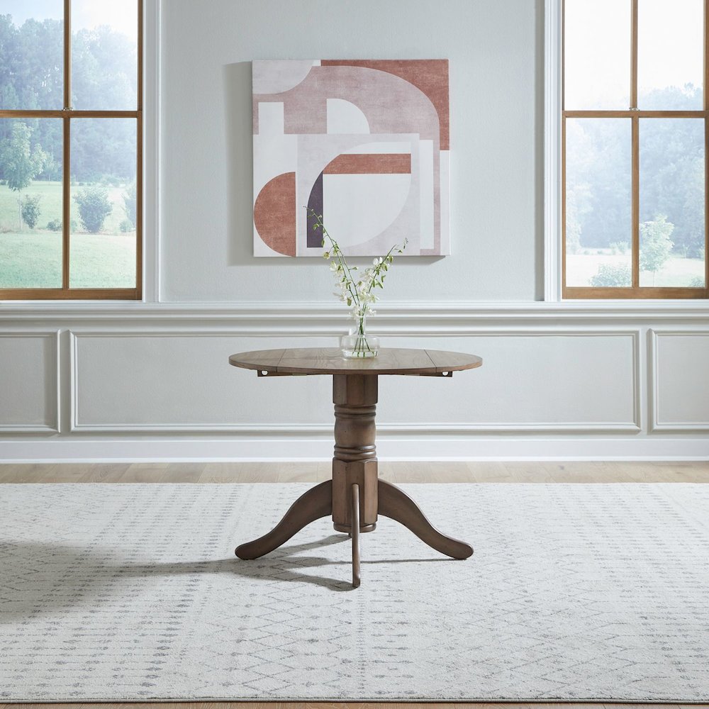 Brook Bay Round Drop Leaf Table Pedestal with Two 8" Drop Down Leaves