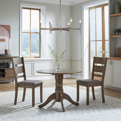 3 Piece Drop Leaf Table Dining Room Set with 2 Slat Back Side Chairs - Sandstone