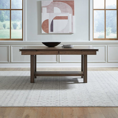 Brook Bay Trestle Table with Two 12" Leaves - Sandstone Wood