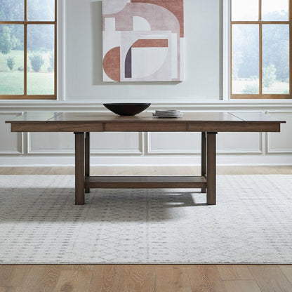 Brook Bay Trestle Table with Two 12" Leaves - Sandstone Wood