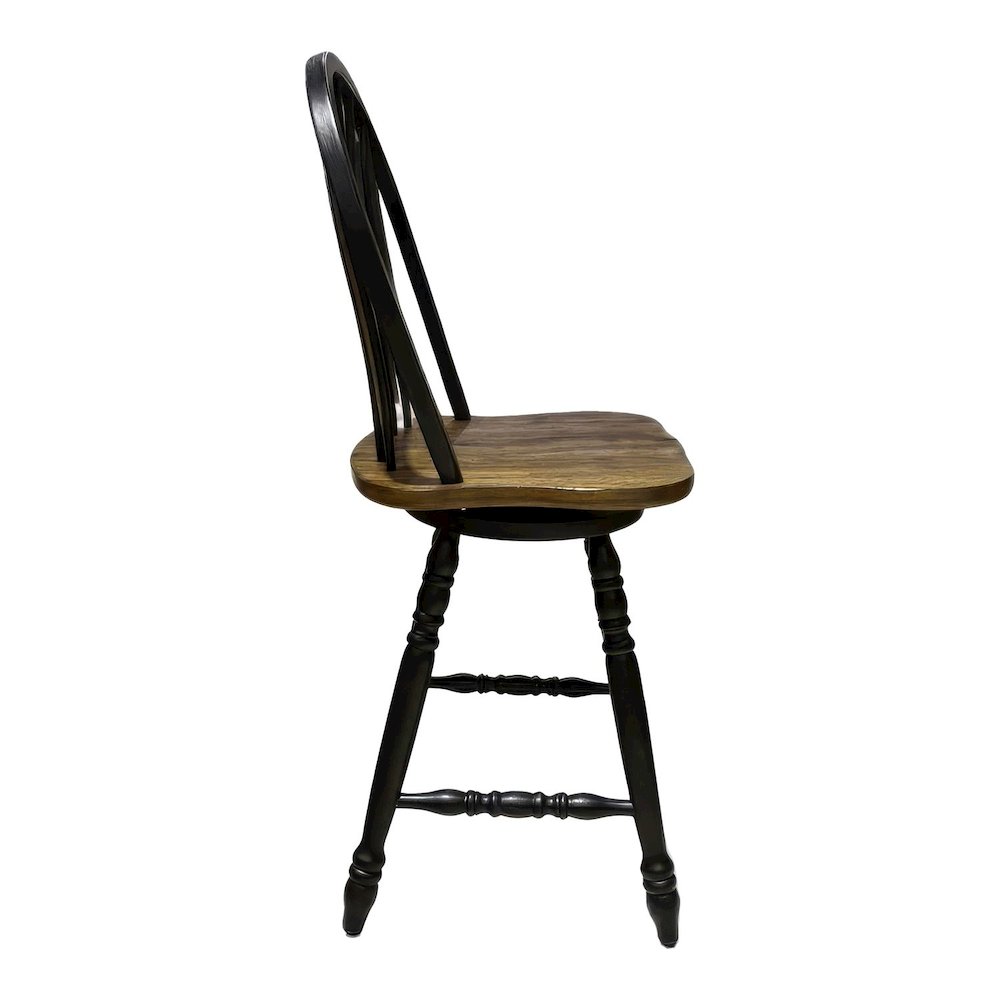 Carolina Crossing Windsor Swivel Counter Chair - Black - Black w/ Antique Honey