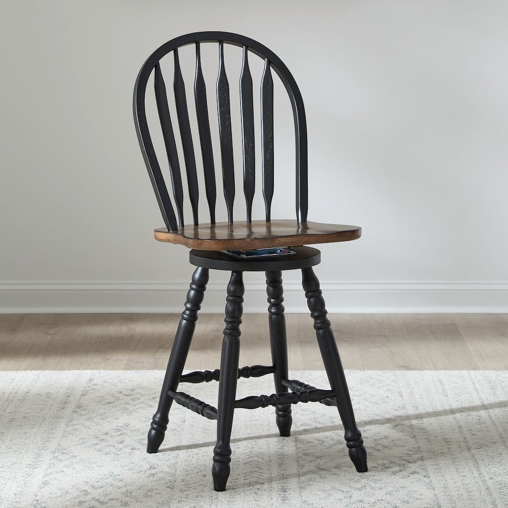 Carolina Crossing Windsor Swivel Counter Chair - Black - Black w/ Antique Honey