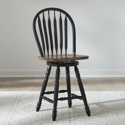 Carolina Crossing Windsor Swivel Counter Chair - Black - Black w/ Antique Honey