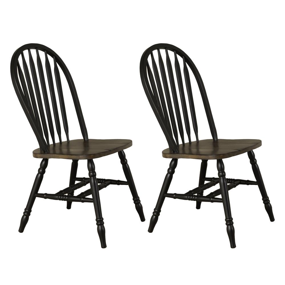Windsor Side Chair)-Black- Set of 2 Solids Black
