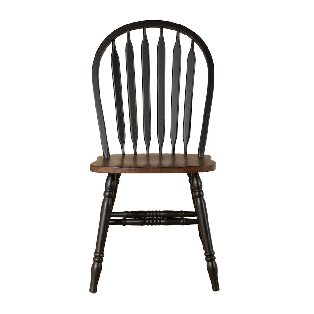 Windsor Side Chair)-Black- Set of 2 Solids Black