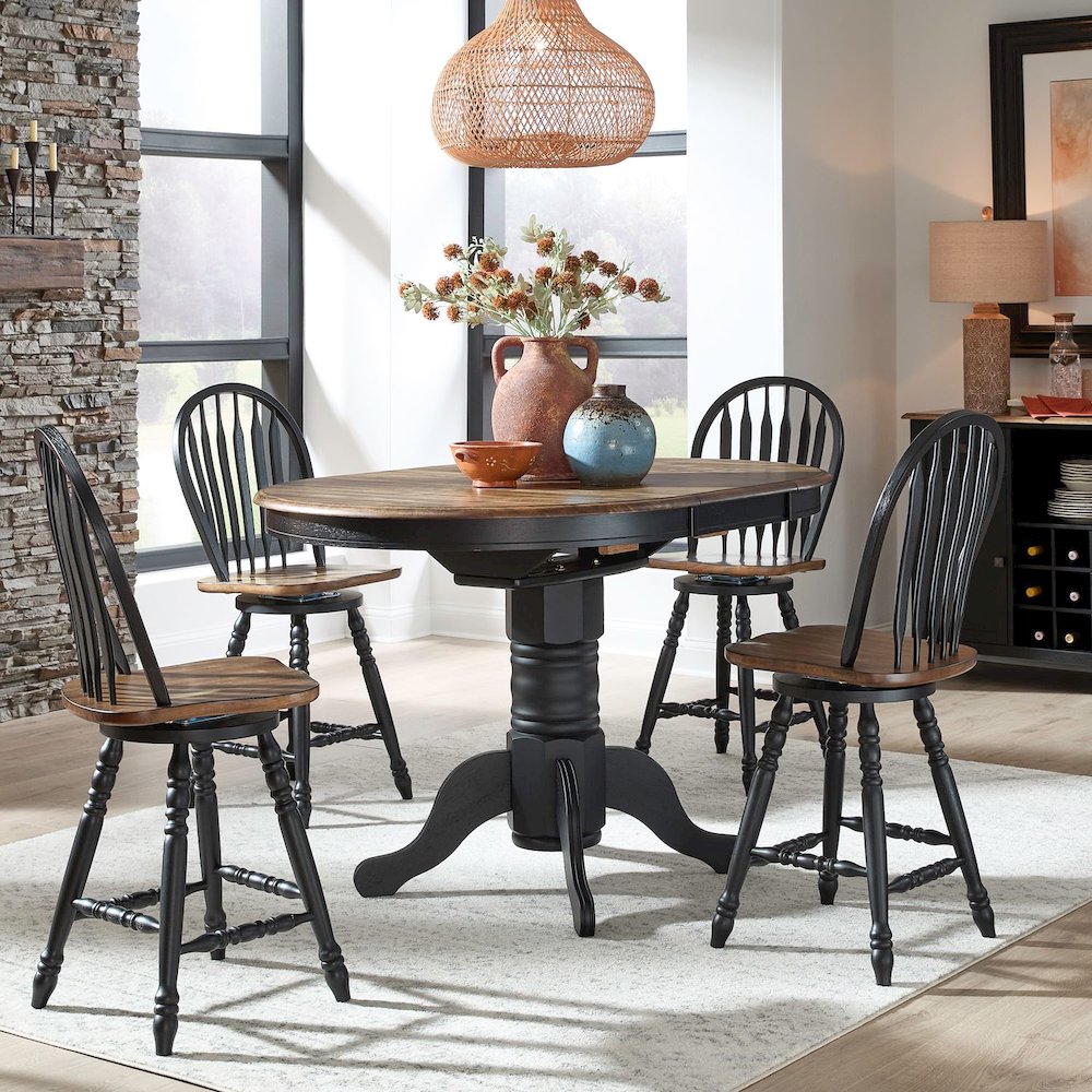 Carolina Crossing 5 Piece Gathering Table Set Counter Height 36" - 4 Windsor